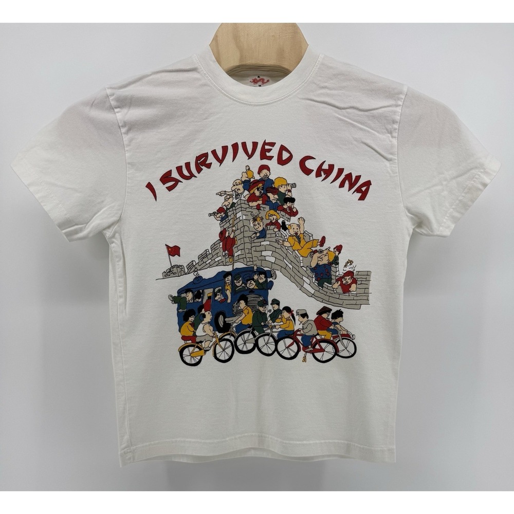 Vintage 2000's I Survived China Graphic T-Shirt Cotton White Size M